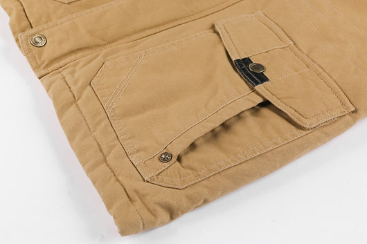 Chaqueta Abrigo Hombre Algodón con Capucha Forrado Velludo Multibolsillos Estilo Vintage - Image 13