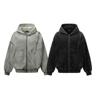 Chamarra Hoodie Retro Vintage Efecto Desgastado - Image 5