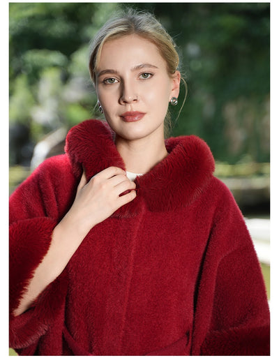Capa de Piel Sintética con Cuello de Felpa y Cinturón para Otoño e Invierno - Image 10