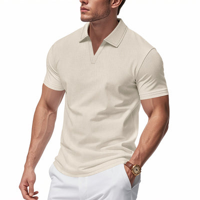 Polo Deportivo Hombre Cuello V Tejido Waffle Manga Corta Suelta - Image 44