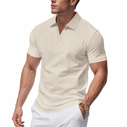Polo Deportivo Hombre Cuello V Tejido Waffle Manga Corta Suelta - Image 44