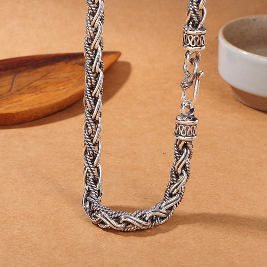 Collar de Plata 925 con Cuerda de Cáñamo Tejida a Mano para Hombre - Image 9