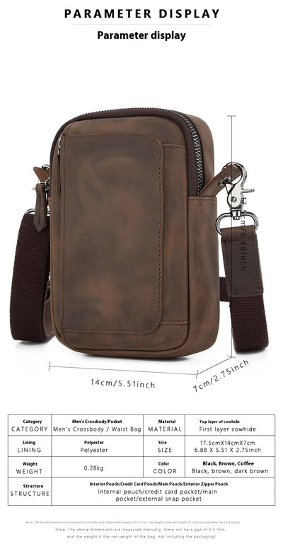 Bolsa Crossbody de Cuero para Teléfono y Accesorios - Diseño Asimétrico para Hombre - Image 17