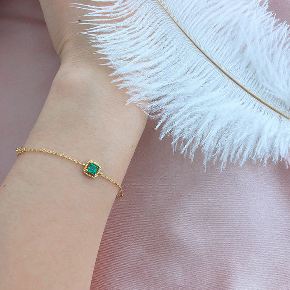 Pulsera de Plata 925 con Esmeralda Sintética