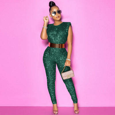 Jumpsuit de Lentejuelas sin Mangas Cintura Media para Mujer - Image 10