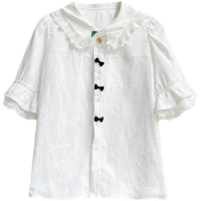 Blusa Blanca con Cuello de Encaje Dulce - Diseño Exclusivo - Image 4