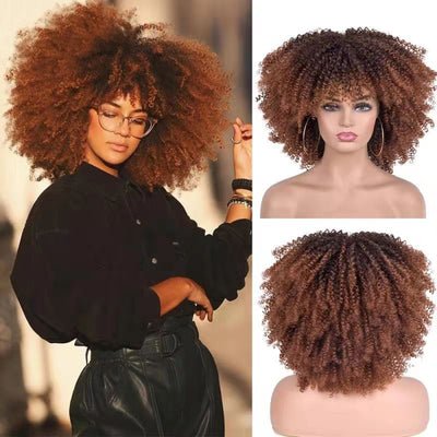 Peluca Afro Rizada Cabello Corto Africano
