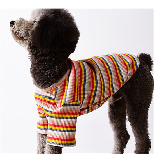 Playera Fresca de Algodón Transpirable a Rayas para Perros y Gatos - Image 2