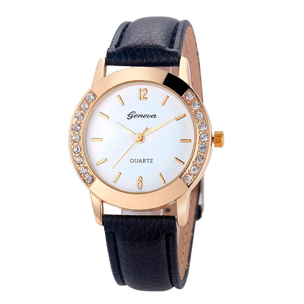 Reloj para Mujer con Diamantes Bilateral Estilo Casual Ginebra