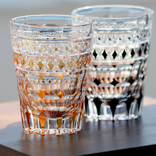 Vaso de Cristal Tallado a Mano Estilo Japonés para Whiskey y Jugos