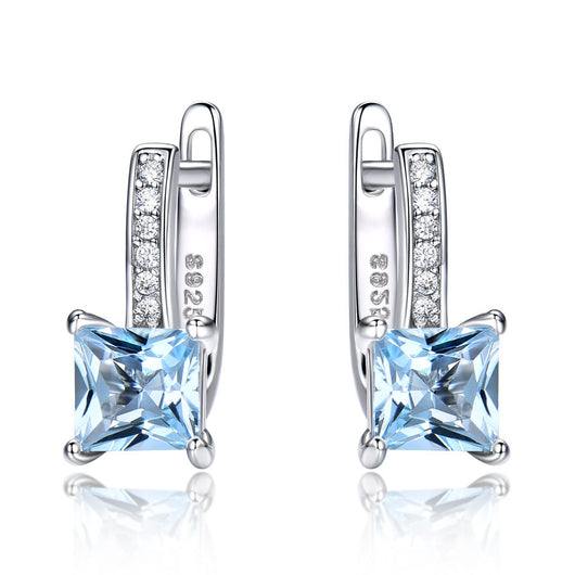 Aretes de Plata con Topacio Azul Cielo - Diseño Minimalista Cuadrado - Image 10