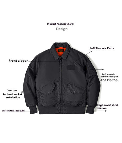 Chaqueta Piloto Acolchada Retro Americana - Algodón Grueso - Image 10