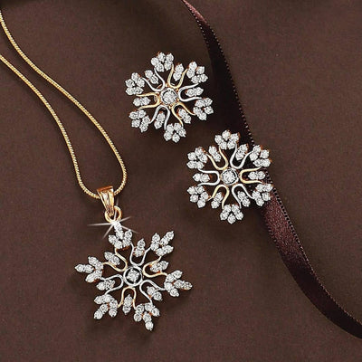Conjunto de Collar y Aretes Copo de Nieve
