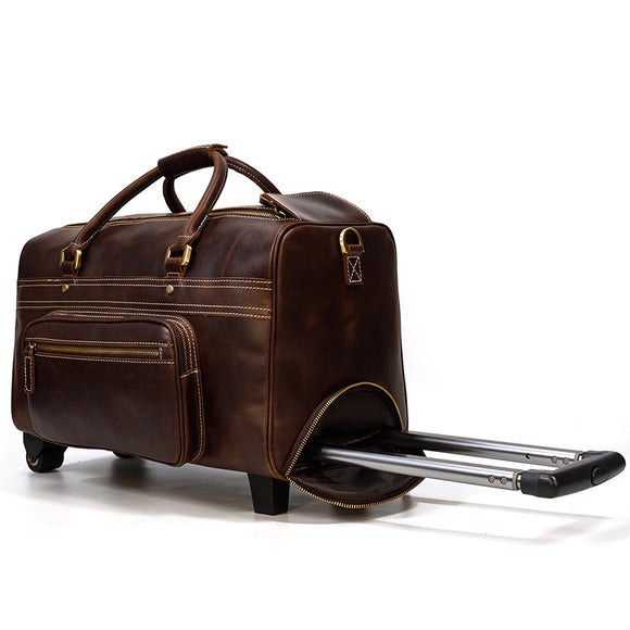 Maletín de Cuero Genuino Vintage para Viajes - Bolsa Retro Estilo Ejecutivo