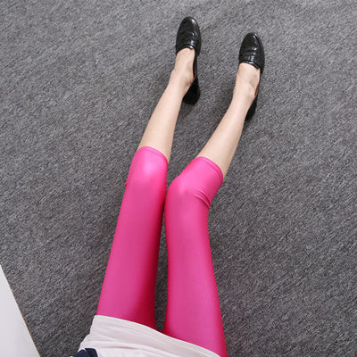 Leggings Brillantes de Siete Puntos - Colores Sólidos Efecto Brillo - Image 10