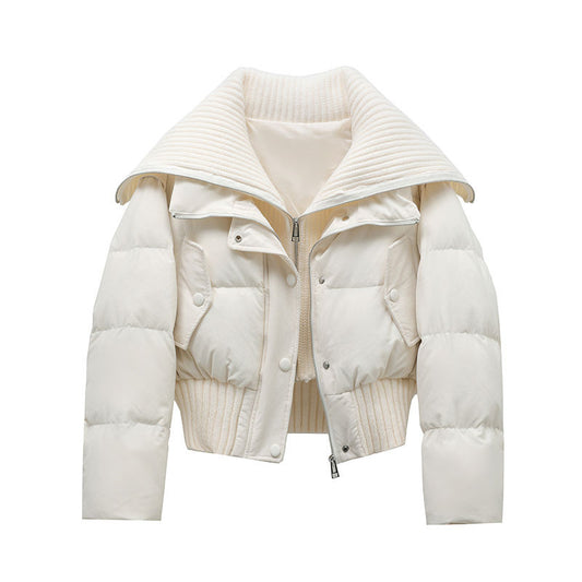 Abrigo de Algodón con Cuello Solapa Diseño Patchwork para Mujer - Image 2