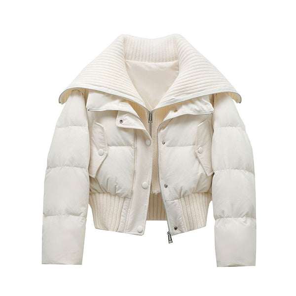 Abrigo de Algodón con Cuello Solapa Diseño Patchwork para Mujer