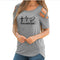 Blusa Escotada Corazón Estampado Manga Corta Cuello Redondo