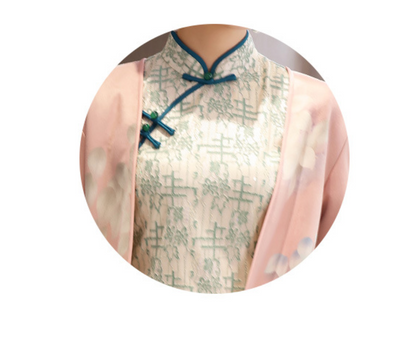Vestido Cheongsam Elegante Mediano con Gamuza y Detalles Aodai - Image 8