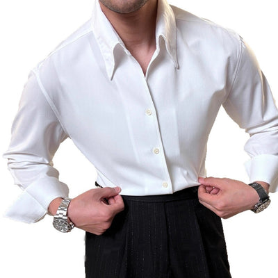 Camisa Casual de Manga Larga para Hombre con Acabado Pulido y Botones Ocultos - Image 4