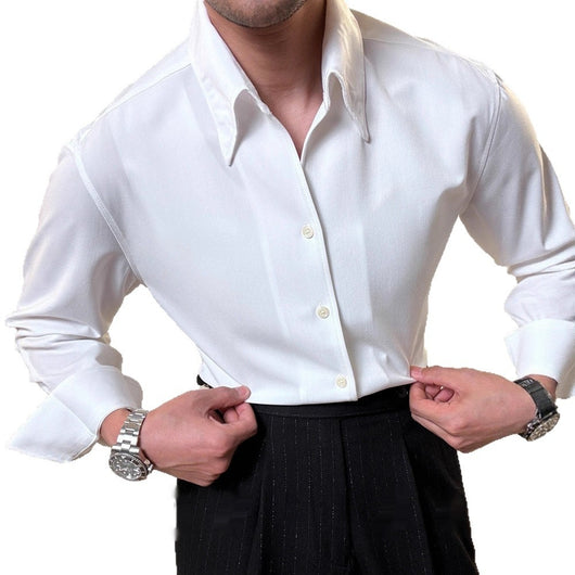 Camisa Casual de Manga Larga para Hombre con Acabado Pulido y Botones Ocultos - Image 4