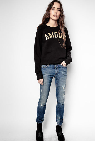 Sudadera Estampada AMOUR en Algodón Negro para Mujer - Image 3