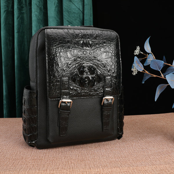 Bolsa de Cuero Genuino con Textura de Cocodrilo para Hombre