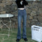 High-Waisted Flared Denim Pants with Modern Design