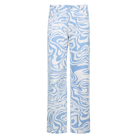 Pantalones Rectos Estampados Oversize para Mujer - Image 33