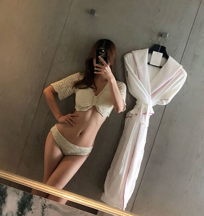 Bikini Tejido Beige con Mangas Cortas Divididas - Image 7