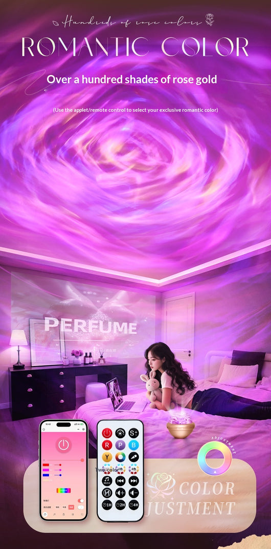 Lámpara Proyectora de Cielo Estrellado con Rosa - Luz Nocturna Atmosférica - Image 10