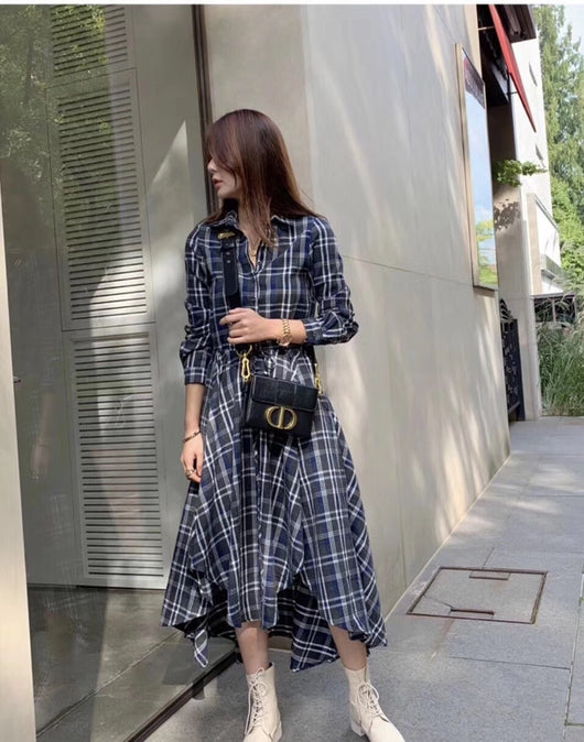 Vestido Camisero Cuadros Manga Larga Versátil - Image 16