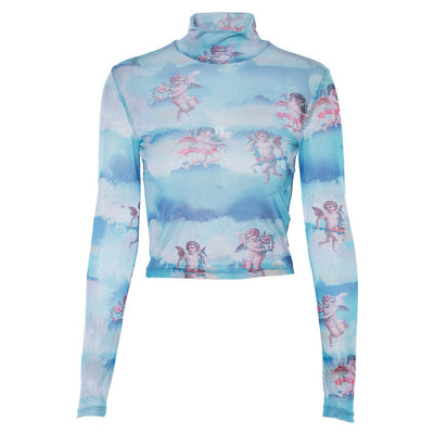 Blusa Térmica Invierno Mujer Cuello Alto Manga Larga con Estampado Cartoon - Image 5