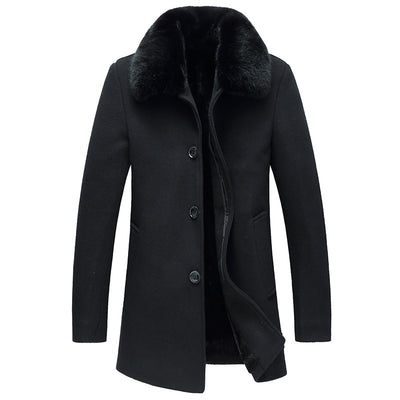 Abrigo de Lana Premium con Cuello de Lana para Hombre