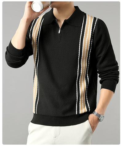 Suéter de Punto Colorblock con Cuello y Cierre Medio Cremallera para Hombre - Image 41