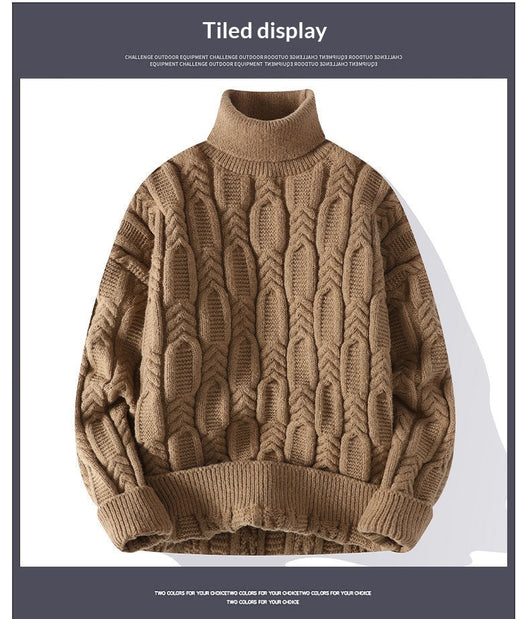 Suéter de Cuello Alto Trenzado para Hombre - Abrigo Casual y Cálido - Image 20
