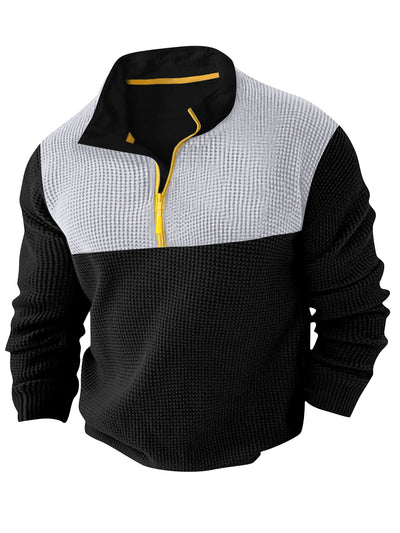 Suéter Deportivo Hombre Media Cremallera Bloques de Color Cuello Alto Manga Larga - Image 14