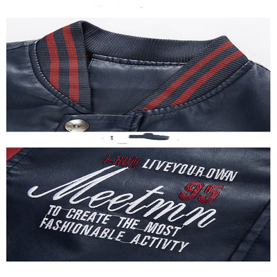 Chaqueta de Cuero PU Acolchada para Motociclista - Estilo Béisbol Hombre - Image 10