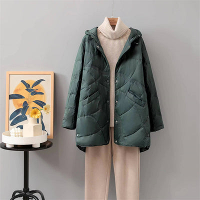 Chaqueta de Plumas Blanca Abotonada para Mujer - Abrigo Cálido de Pato - Image 7