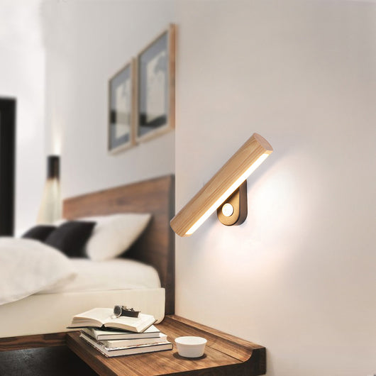 Lámpara de Mesita Nórdica LED Giratoria de Madera Maciza para Dormitorio y Sala de Estar - Image 6