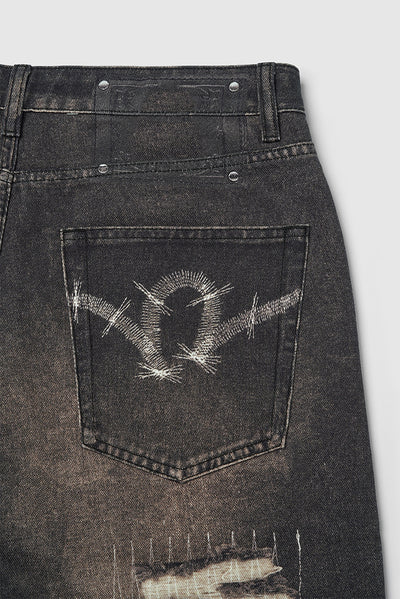 Pantalones Jeans Rectos Holgados con Estampado Digital Barba de Gato - Image 22