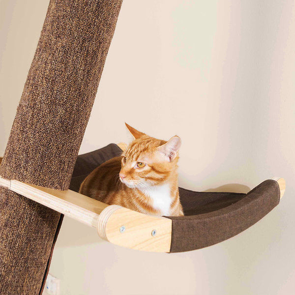 Árbol Rascador de Madera Maciza para Gatos con Bandeja y Estantes