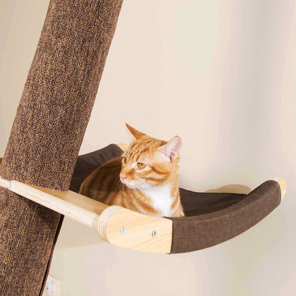 Árbol Rascador de Madera Maciza para Gatos con Bandeja y Estantes