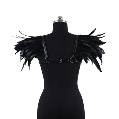 Hombreras de Cuero Punk Gothic con Plumas - Estilo Europeo y Americano - Image 4