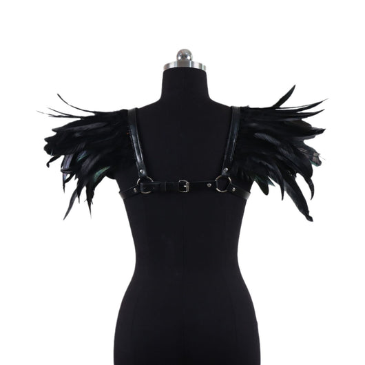 Hombreras de Cuero Punk Gothic con Plumas - Estilo Europeo y Americano - Image 4