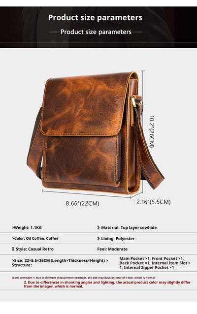 Bolsa Bandolera de Cuero Genuino para Hombre - Estilo Casual Messenger - Image 27