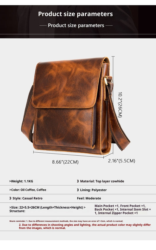 Bolsa Bandolera de Cuero Genuino para Hombre - Estilo Casual Messenger - Image 27