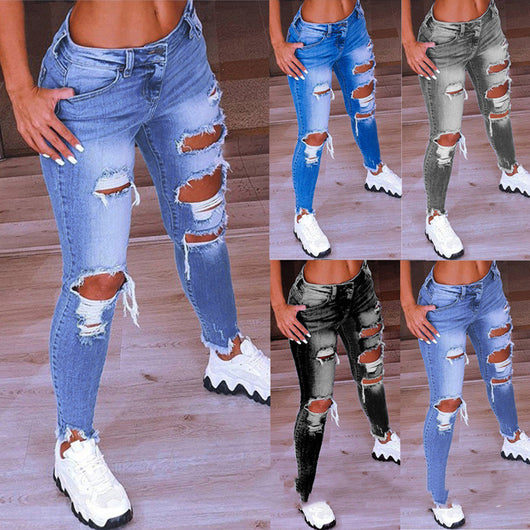 Pantalones Vaqueros Talle Bajo Levantacola con Rotos - Image 5
