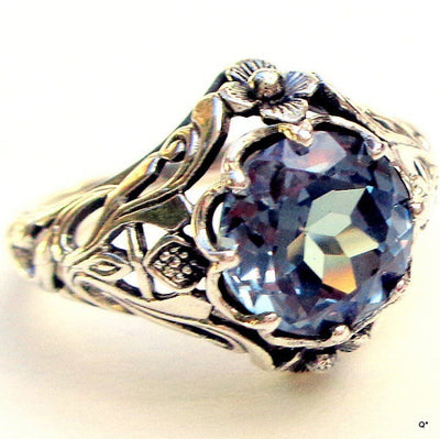 Anillo de Cristal Azul Lujo con Flor para Mujer - Joyería Elegante - Image 5