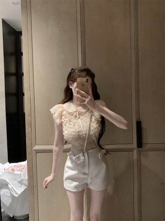 Blusa Elegante con Lazo Francés y Cuello de Solapa en Chifón - Image 5